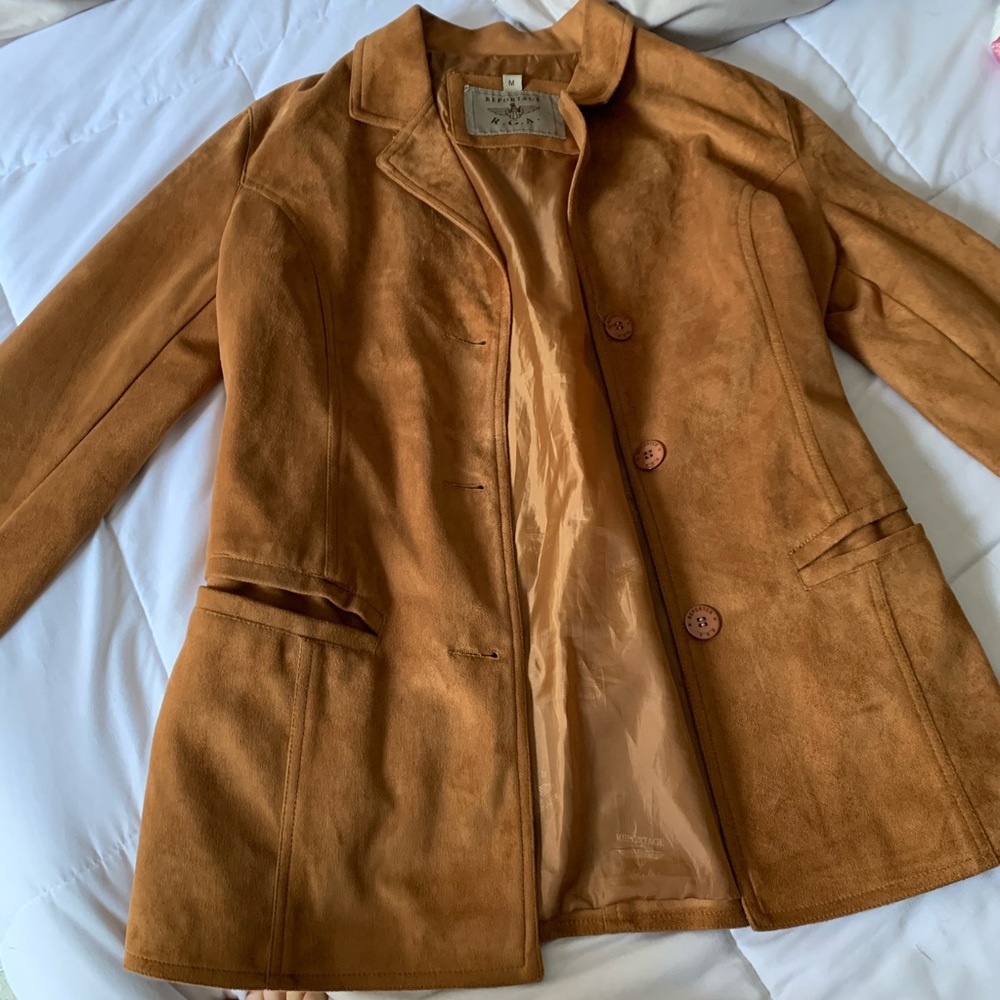 Reportage Of Italy Tan Suede Jacket Coat